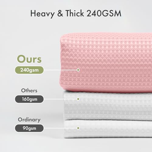 Image of AmazerBath Waffle Shower Curtain, Stall Shower Curtain, Blush Pink Shower Curtain Fabric, Hotel Quality Bathroom Shower Curtains, Heavy Duty, 36 x 72 Inches