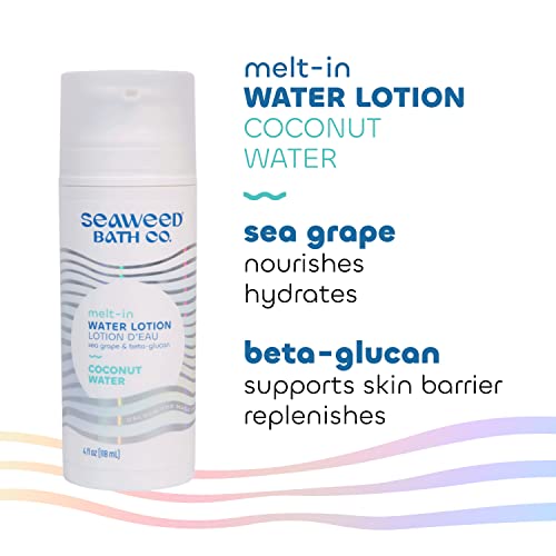 Seaweed Bath Co. Melt-In Water Lotion, Coconut Water Scent, 4 Ounce, Sustainably Harvested Seaweed, Sea Grape, Beta-Glucan #TOP4