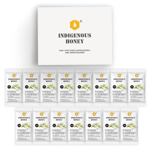 Image of INDIGENOUS HONEY Unprocessed Rosewood Honey Organic Raw Natural Pure Added Sugar Free NMR Tested Unpasteurized Unheated 15 Gift Sachets 15g Each Total 225g
