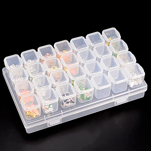 Tosnail 6 Pack 28 Grids Plastic Craft Organizer Case Diamond Storage Box With 588 Pieces Stickers - Great For Sewing, Crafting, Beading, Nail Art Rhinestones, Jewelry, Diamond Embroidery - Clear #TOP5