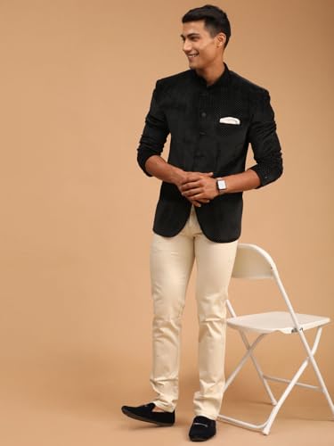 Image of VASTRAMAY Men's Velvet Jodhpuri | Velvet Polka Dot Jodhpuri Coat. The Threads of The Fabric Is Woven Tightly And Has A Long Lasting Sheen, This Jodhpuri Is Deservingly Called Prince Coat.