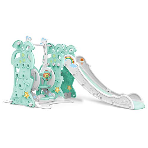 Indoor Slide Three-In-One Slide Indoor Toddler Play Family Slide Playground Recommended For Children Ages 1-10 Freestanding Slides (Color : Green, Size : 155X200X103Cm) #TOP11