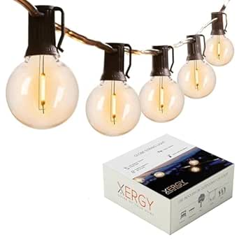 Buy XERGY Outdoor String Lights 100 Feet G40 Globe LED Lights with 100 ...