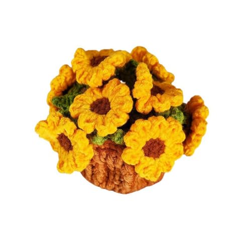 YANGSHINE Sottobicchieri in vaso con girasole lavorati a maglia, 2 pezzi, eleganti bouquet di fiori, sottobicchieri divertenti e carini, morbidi e fatti a mano, per casa, ufficio, cucina
