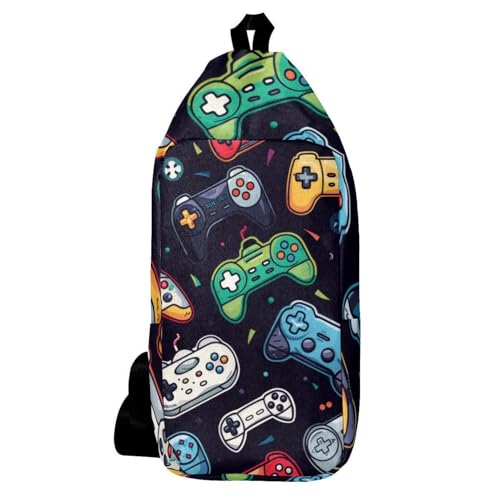 Bolsa cruzada con diseño de gamepad multicolor para hombre y mujer