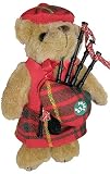 Este oso de peluche Piper vestido a mano tiene su propia falda escocesa de lana, gorro Tammy, chaleco y gaitas en el auténtico tartán de tu propio clan escocés