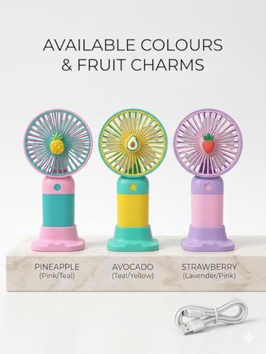 Image of Portable USB Fan - Rechargeable 1200mAh Battery, 3 Speed Handheld & Desk Fan, Low Noise, Lightweight, Travel Friendly, Up to 6 Hrs Runtime with USB Cable (White Colour) PACK OF 10