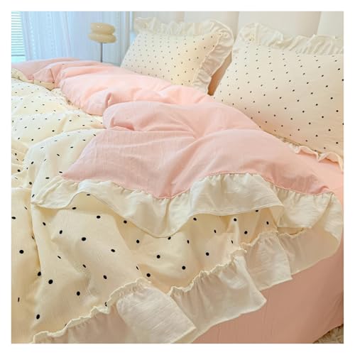 Ensemble de housse couette à volants coton lavé lit 150x200cm 4pcs - 4