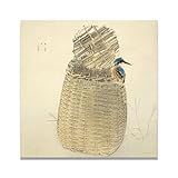 TPISGRW Traditional Chinese Painting Birds In Bamboo Cage Canvas Wall Art Modern Ancient Landscape Print Artwork 15.7x15.7in