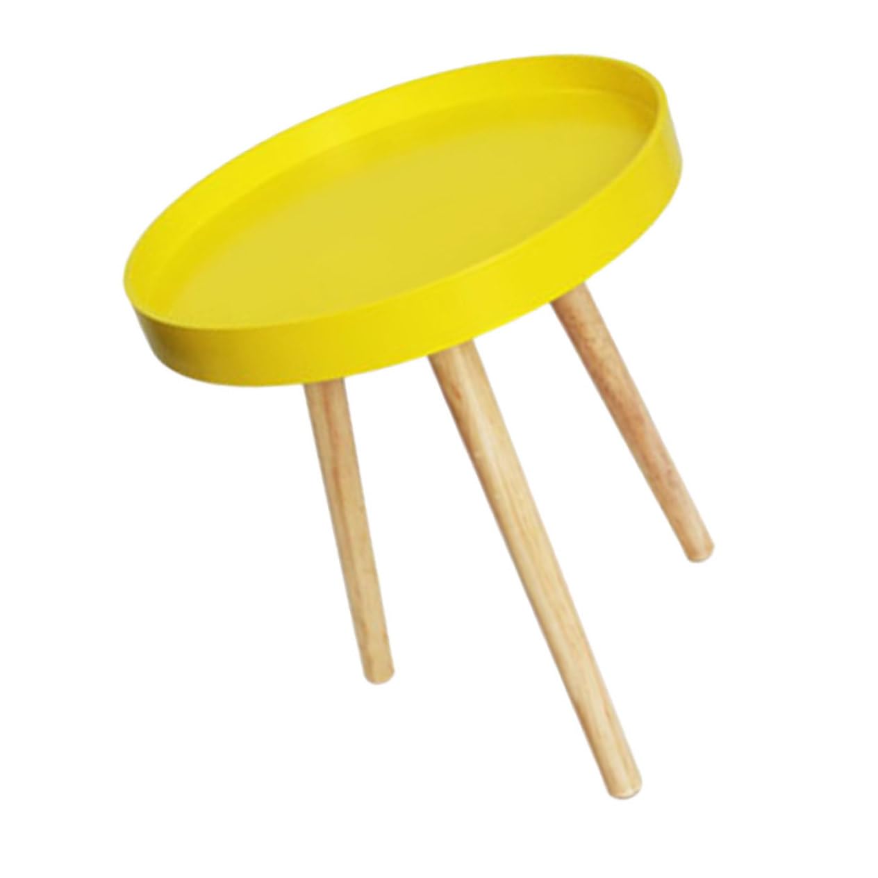 Table d'appoint ronde nordique en bois naturel et jaune OUNONA mini table compacte salon