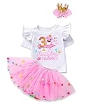 ADIRUN Baby Shark Clothes 3T Birthday Sets Toddler Girl Summer Outfits Ruffle Sleeve Top Tutu Dress