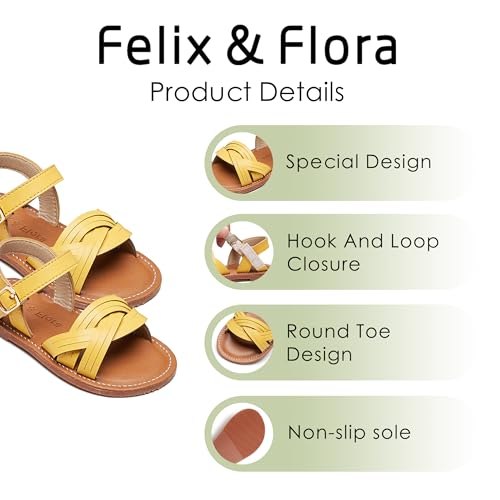 Image of Felix & Flora Toddler Girl Sandals -Flower Girl Dress Shoes Open Toe Little Kid Flats