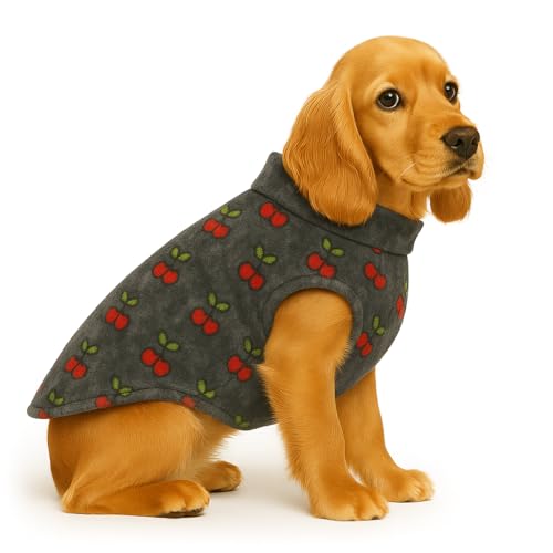 Image of The Pets Company Dog Winter Coat Jacket, Clothes, Windproof, Reversible, Light Weight, Washable, Ultra Warm Thick Fleece Lined Dog Vest for Cold Weather Protection, (Grey Cherry, Medium - 18 Inch)