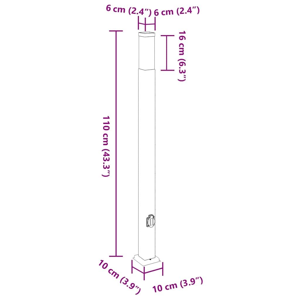 Lampa słupkowa ze stali nierdzewnej, 3 sztuki, 110 cm, stopień ochrony IP44 i zintegrowane gniazdko do ogrodu, na taras, oświetlenie zewnętrzne z dyfuzorem i oprawą E27