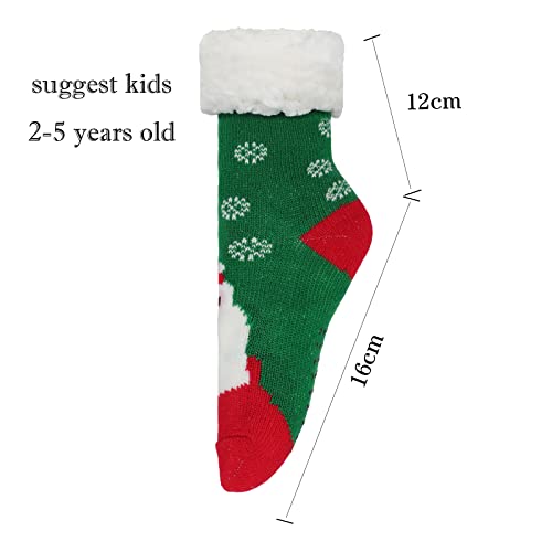 Kids Women Christmas Floor Socks Girls Santa Calf Socks Xmas Party Slipper Socks Cute Fleece Long Socks Non-Slip Family Socks4