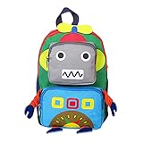 Genérico Mochila a la moda, mochila escolar con dibujos animados para niños, mochilas para niños pequeños con Robot pequeño de animales Mochila Tenis (Blue, One Size)
