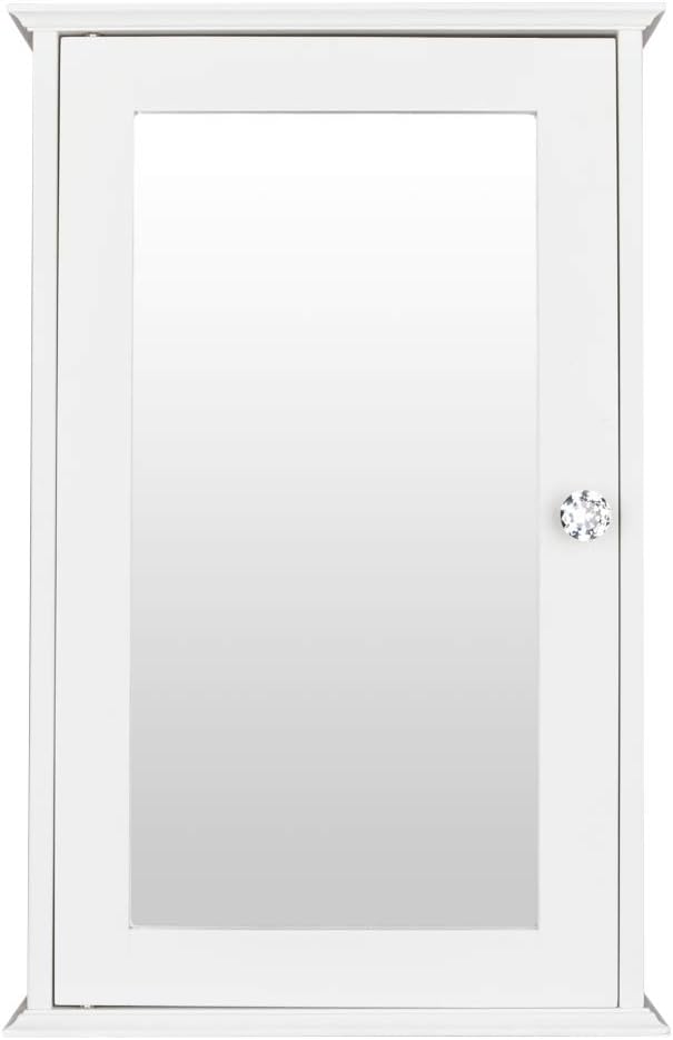 Knocbel Bathroom Wall Storage Cabinet, Over The Toilet Medicine Cabinet, Space Saving Single Door Cupboard with Adjustable Shelves & Mirror, 13.4" L x 5.9" W x 20.9" H (White)