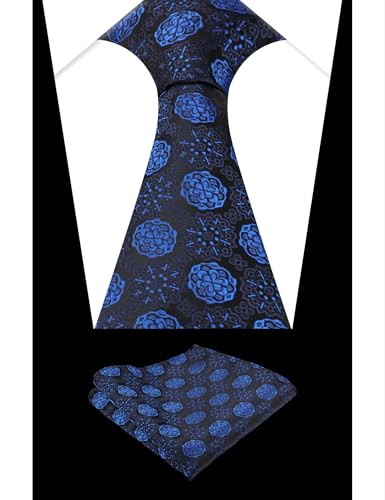 Image of Alizeal Mens Vintage Solid Plaid Tie with Pocket Square 3.15inches Necktie Set