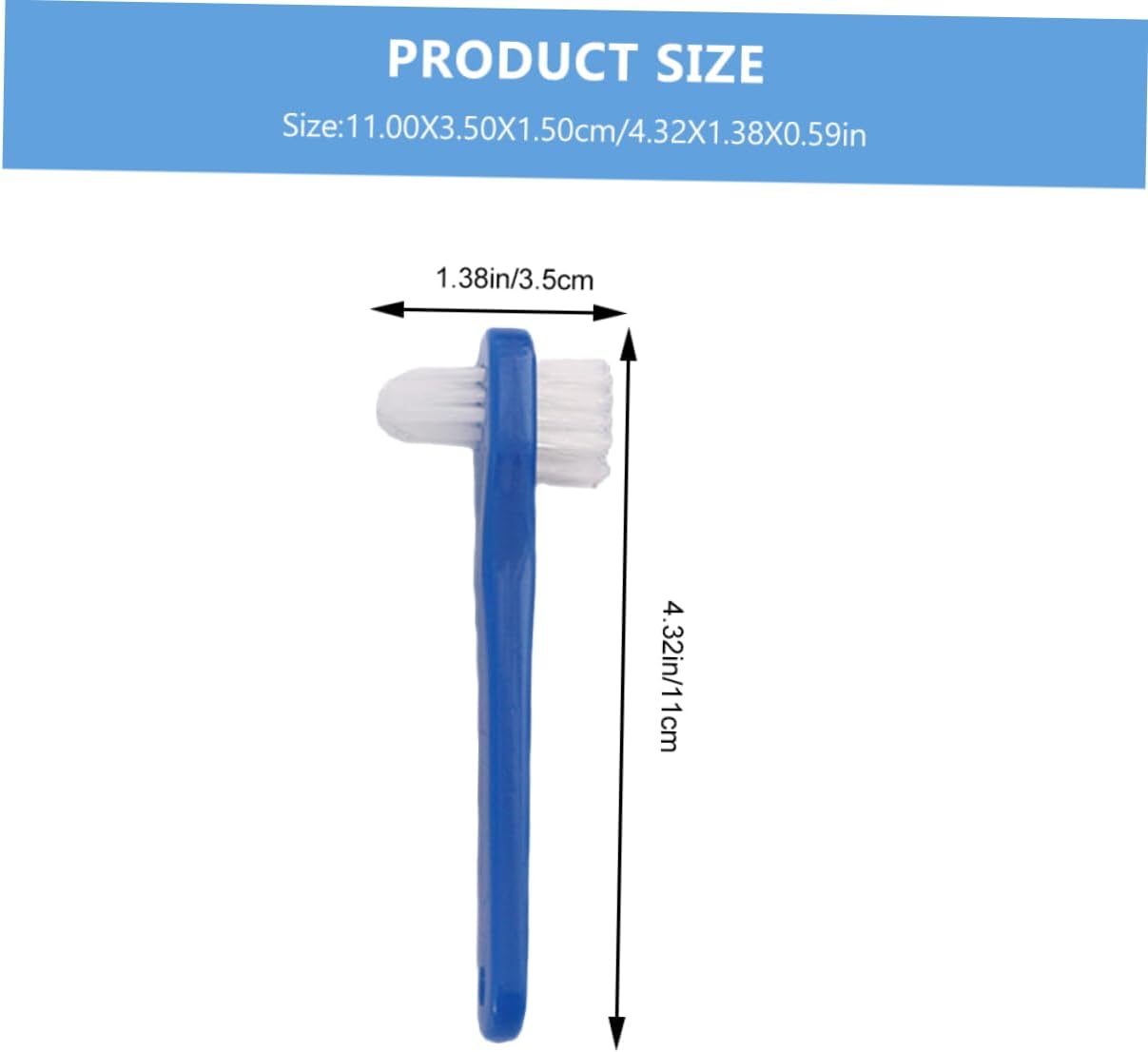 COLLBATH 2pcs Small Double Sided Denture Toothbrush Ergonomic Non Slip Handle Compact Small Brush Heads for Comfortable Cleaning of False Teeth and Retainers Blue and Red