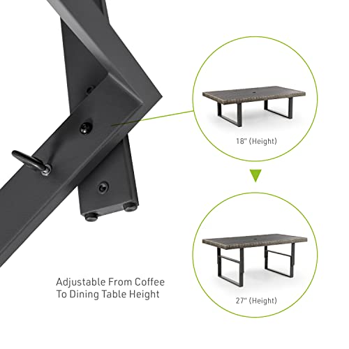 Greemotion Antigua Outdoor 4-Piece Convertible Recliner Sofa Set With Height Adjustable Table Wicker Conversation Set For Porch Deck Patio Loveseat Rattan Sofa Chair With Cushion #TOP4