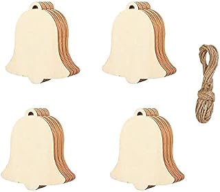 20 Pieces Christmas Wooden Baubles Round Wood Slices Wood Disc Hanging Ornaments Baubles for DIY Crafts Christmas Tree Decoration