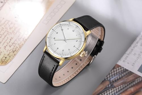 Boyarca Vintage Mechanical Watch with Domed Glass Watch Mirror and 40mm case, Casual and Minimalist Manual Winding Mechanical Wrist Watch for Men and Women (Gold White) by Boyarca - Used condition - Image 2