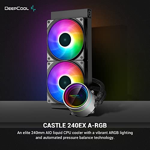 Image of DEEPCOOL Castle 240 EX ARGB Addressable RGB LED CPU Liquid Cooler I AIO Support Intel & DEEPCOOL RF120 FS 120 mm Case Fans /Cooler