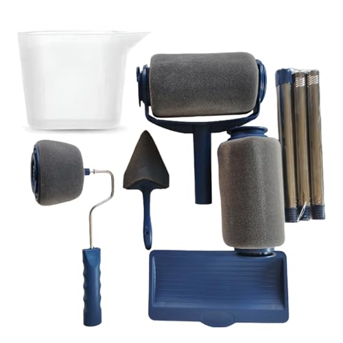 Paint Roller Set 9pcs, Non Drip Paint Roller, Refillable Paint Roller, Fillable Paint Roller, Painting Roller Kit for House,Office Wall,Ceiling Painting