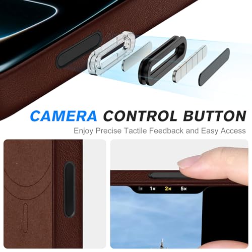 Image of SHIELDON Genuine Leather Case for iPhone 17 Pro Max 6.9 inch 2025, Retro Coffee