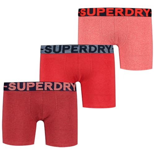 Superdry Boxer Triple Pack Bóxer, Red Marl Mix, Regular Unisex Adulto