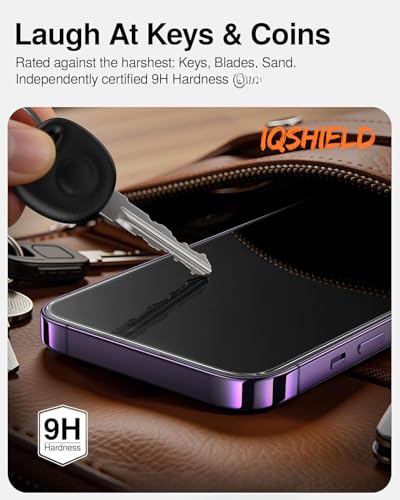 Image of IQShield My-View Privacy Screen Protector Tempered Glass Guard for iPhone 17 Pro, 9H Hardness, 2-Way Anti-Spy, Case Friendly [1 Pack]