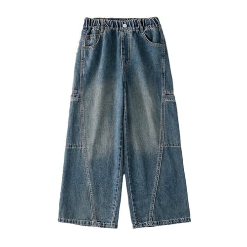 Girls Elastic Waist Baggy Denim Pants with Pocket 𝐘2K Hip