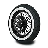 16X5.5 Fat 40 Stainless Spoke/Nipple For Harley Sportster 2000-2007 3/4" Rear Wheel (3-2 Black Rim/Hub/Spoke - White Wall Tire)