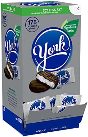 YORK Dark Chocolate Snack Size, Gluten Free Peppermint Patties Candy Bulk Box, 84 oz (175 Pieces)