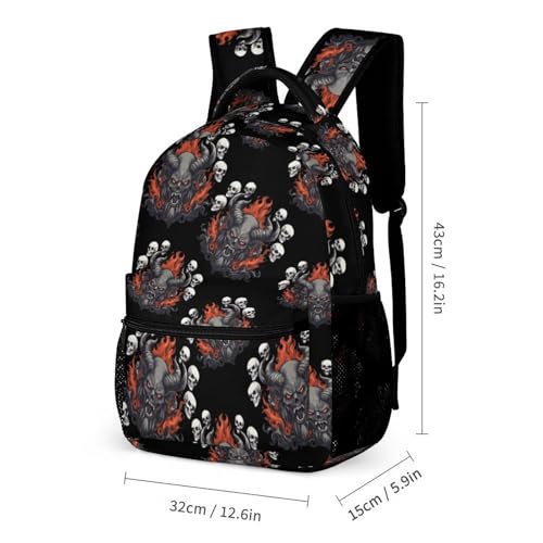 Baphomet Satanic Goat Head Devil Skull Travel Backpack Casual Daypack Shoulder Bag with Adjustable Shoulder Straps2