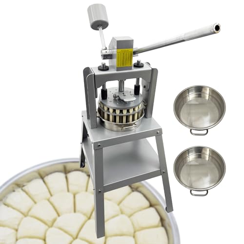 WYDDDARY 36pcs Manual Dough Divider Vertical Silver Dough Dividing Machine with 2 Stainless Steel Basins Manual Hydraulic Dough Cutter for Bread Making