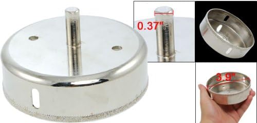 sourcing map 100mm Diamond Tipped Metal Drill Bit Hole Saw Silver Tone for Glass, confezione da 1 - Image 3