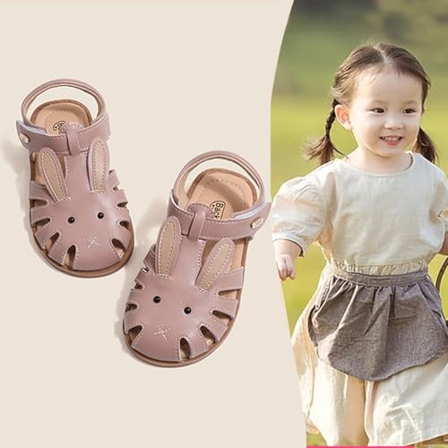 Image of WUIWUIYU Toddlers Little Girls T-Strap Hook&Loop Dress Strawberry Summer Shoes Closed Toe Carrot Sandals