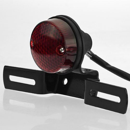 WASTUO Universal Black Anodized Aluminum Red Lens 10w Red Integrated Tail Brake Stop Running License Plate Light Lamp for Cruiser Bobber Chopper Scooter Motorcycle Off Road Dirt Bike