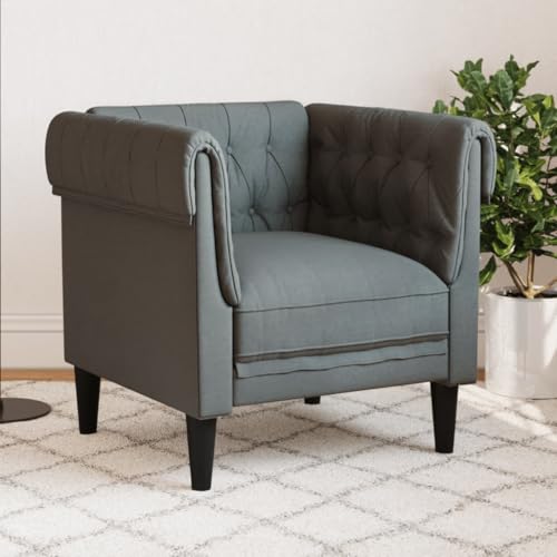 INLIFE Fauteuil Chesterfield Gris foncé tissuMeubles,Canapés-36.08 lb-Gris-48213