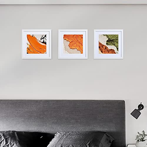 Heart Art 12X12 White Picture Frame Set Of 9, Display Pictures 8X8 With Mat Or 12 X 12 Without Mat, Multi Collage Gallery Square Photo Frames For Wall #TOP4