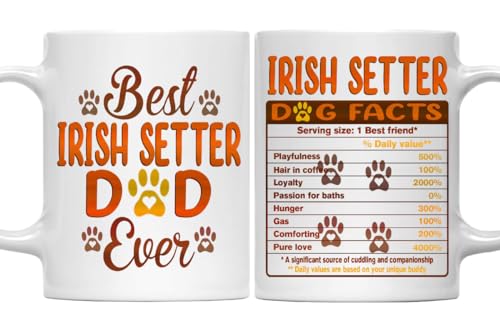 MONIZILUCKY Best Irish Setter Dad Ever Coffee Mug for Best Dad Dog Lover Ever, Pet Owners - Funny Irish Setter Dog Facts Mug for Father Daddy - 11Oz Ceramic Mug White