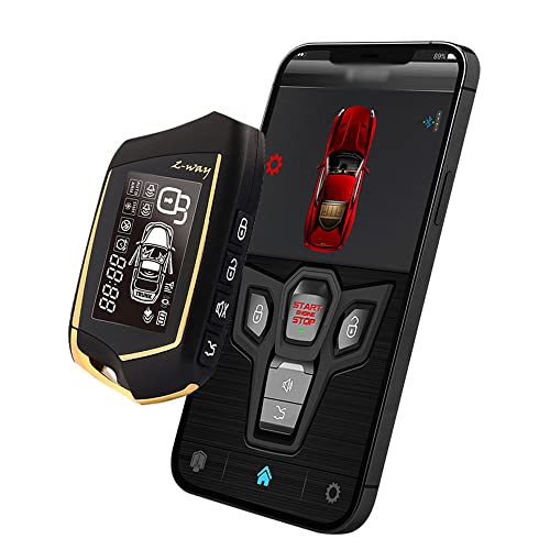 Mulcort KON6388102822386VC Car Anti-Theft Alarm Remote Starter System Pke Keyless Entry Bt Remote Engine Starter Central Lock Kit 2-Way Vibration Alarm Support App Control cover