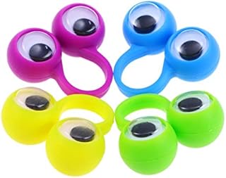 Kisangel 12pcs Eye Finger Puppet Eye On Rings Googly Eyeball Ring for Kids Boys Girls Fun Show Prize Fillers Birthday Easter Party Favor (Random Color)