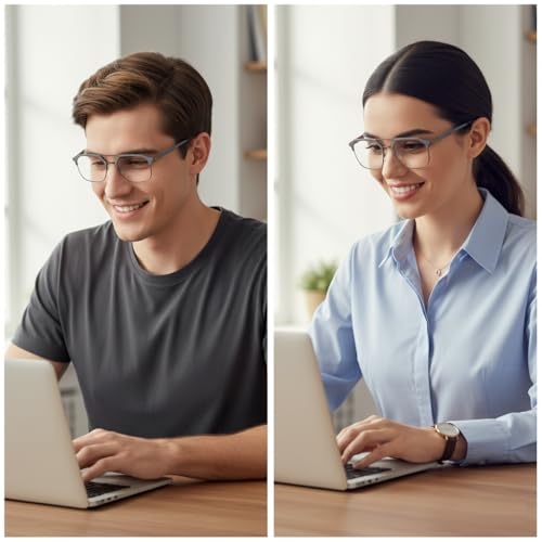 Image of Eyeglasses Square Spectacles Clear Anti Blue Ray Blocking BlueCut Anti Glare Reduce zero Power Mobile computer Laptop Gaming protection For Men & Women (Free Size)