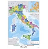 Grupo Erik Cartina Geografica Italia - Cartina Italia da Muro Grande 61 x 91,5 cm | Poster Da Parete Mappa Gigante (Include Mini Mappa dell'Europa)