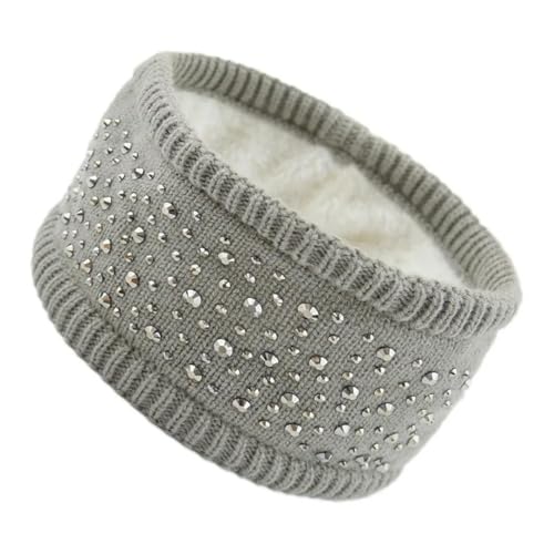 Women Diamond Knitted Headband With Wool Lining Autumn Winter Ear