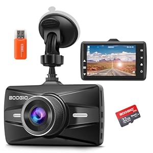 Dash Cam Front with 32G SD Card, BOOGIIO 1080P FHD Car Driving Recorder 3” IPS Screen 170°Wide Angle Dashboard Camera Aluminum Alloy Case, WDR G-Sensor Parking Monitor Loop Recording Motion Detection