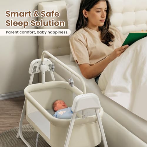 Image of Infantso Premium Electric Baby Cradle Swing - Bluetooth & Remote Control Palna Jhula with Custom Swing Time, Adjustable 5-Speeds, Automatic Swing Cradle for 0-12 Months, Soft Mattress, Safe & Spacious