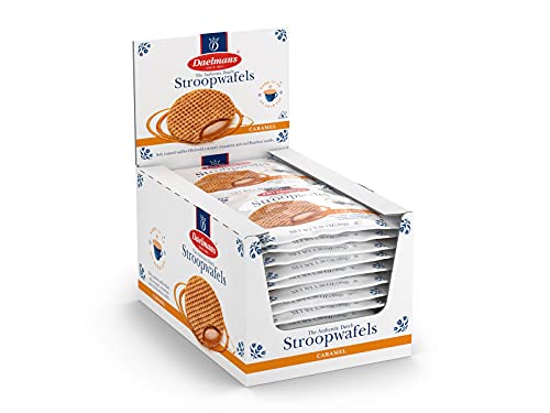 DAELMANS Stroopwafels, Dutch Waffles Soft Toasted, Caramel, Office Snack, Jumbo Size, Kosher Dairy, Authentic Made In Holland, 24 1-pack Stroopwafels Per Box, 1.38oz each (24 Pack)